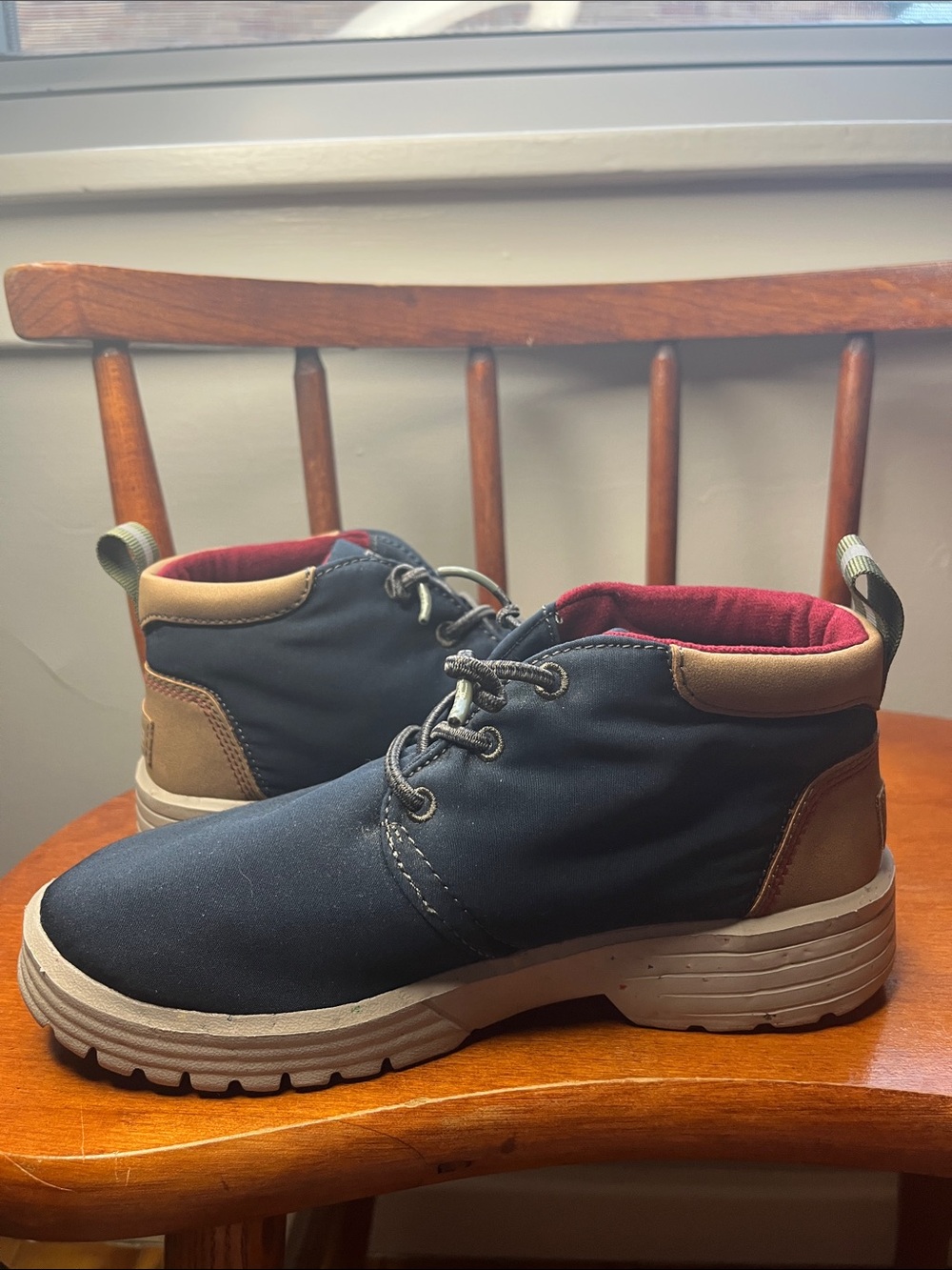 Hey Dude Spencer Youth Eco Boots Navy US Y2 L3 Lightweight Recycled PET Nylon - Picture 6 of 11